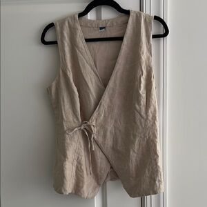 Linen Beige Wrap Top
